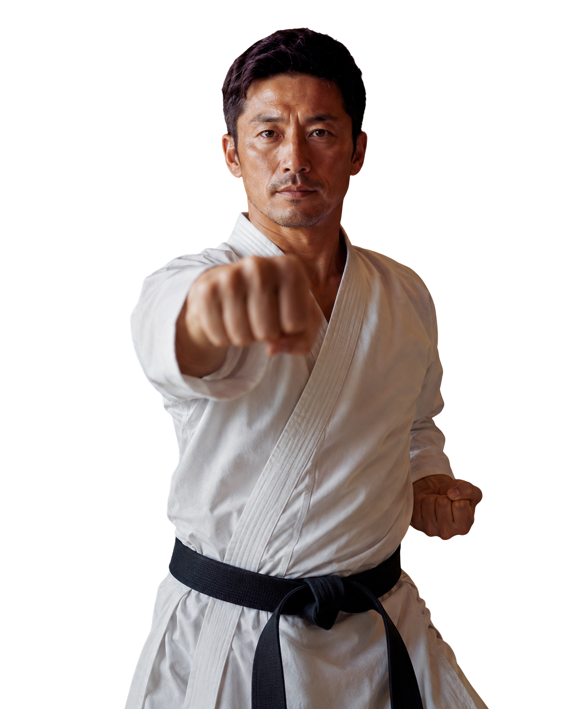 Sensei em posição de soco